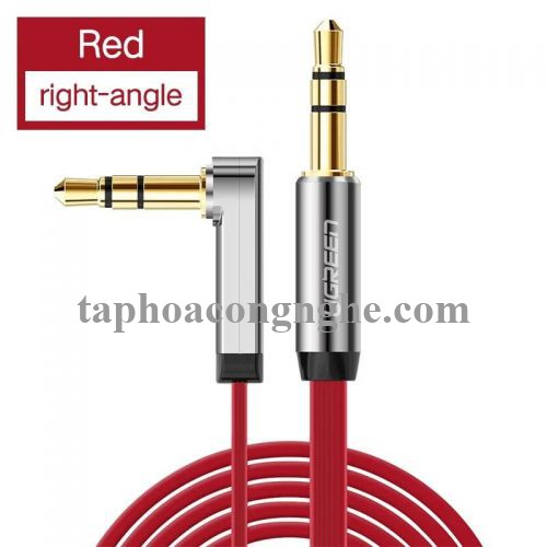 Ugreen 10797 0.5M Đỏ Cáp âm thanh 2 đầu 3.5mm dương chữ L dây dẹt AV119 30010797